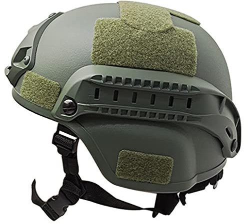 Casco veloce imbottito da 56 a 60 cm, taglia unica, casco universale per paintball, guida laterale regolabile, supporto NVG, casco protettivo per caccia, accessorio sportivo verde