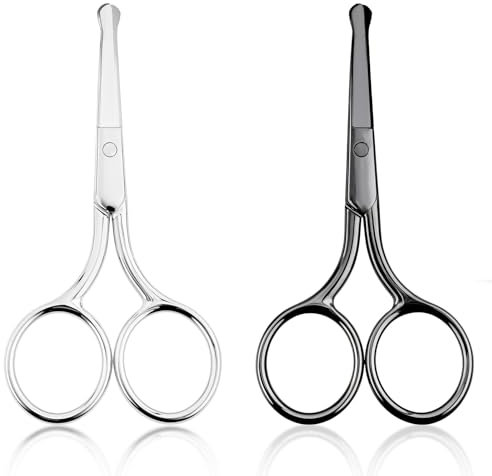 Gjinxi 2 Pz Forbici per Capelli Naso, Sopracciglia di Sicurezza Naso Dei Capelli Trimmer Per Uomini Donne Punta Forbici Sopracciglia Piccolo Viaggio Taglio Per Il Viso