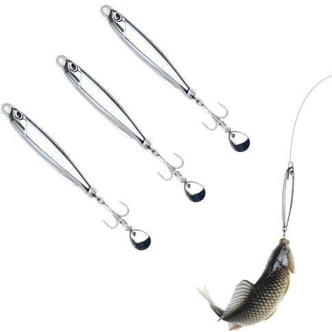 Señuelos Pesca 3pcs, Señuelos de Pesca, Cebo de Pesca de Metal de 30 Gramos, Cebo Giratorio, Equipo de Pesca con Tres Ganchos, para Caballa Salada, Bacalao, Lubina, Bayoneta y Trucha