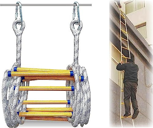 VNGBFGDFVN Échelle de Corde Souple Échelle de Sauvetage Échelle de Secours en Cas d'urgence, réutilisable, utilisée pour l'escalade en extérieur et l'échelle de Corde pour Aire de Jeux