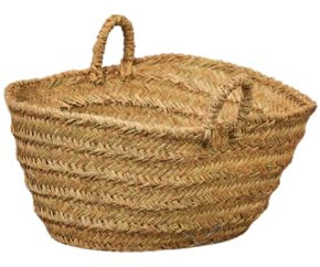 Cestería Aparici - Capazo Leñero -Leñero de Esparto con Asas - leñero ovalado, cesto para la leña o decoración - Mediano 3 Tiras (47 x 27 x 18 cm)