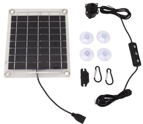 Grcfumo Kit de bomba de agua solar de 6,5 W, kit de bomba de pozo solar con ventosa, kit de bomba de volumen de agua ajustable inteligente para fuente, estanque, baño de pájaros