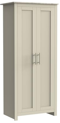 Nera 2 Door Wardrobe with Hanging Rail & Shelf Storage for Bedroom Slim Design Wardrobe for Small Spaces (Cream on Oak)