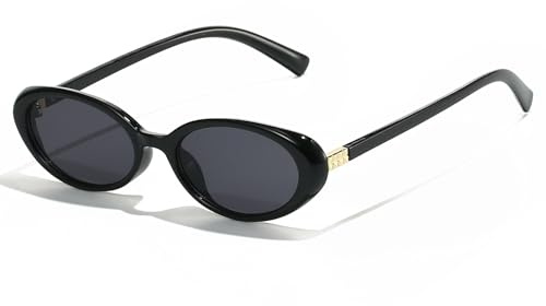 LJCZKA Retro Gafas de Sol Ovaladas para Mujer Vintage Gafas de Sol Ojo de Gato Pequeñas Años 90 Protección UV400