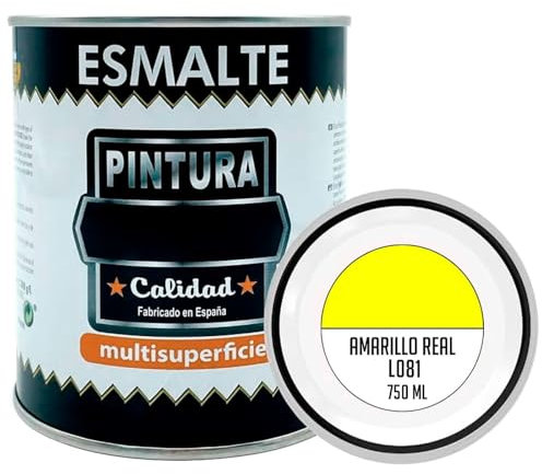 Acan Tradineur - Bote de Pintura Esmalte - Fabricado en España - Ideal para Cualquier Superficie, Madera, plástico, Cristal o Cemento - Capacidad de 750 ml - Amarillo Real (L081)