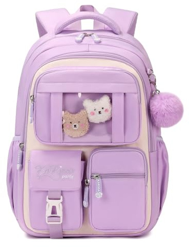 DivingBirds Cartable Fille Primaire CE1 CE2 CM1 CM2 Sac a Dos Enfant 22L, Ergonomique | Sangle de Poitrine | Impermeable | Kawaii, Sac à Dos Scolaire Sac Ecole Fille 7-10 Ans, Kaki