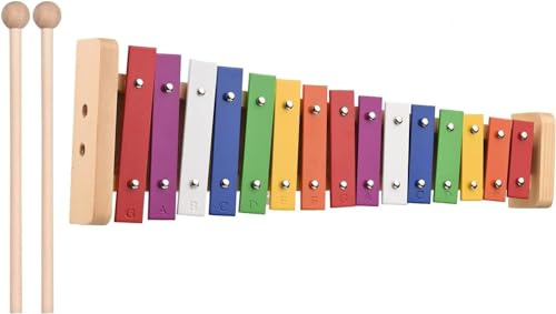 Glockenspiel Xylofon, Xylofon 15 toner glockenspiel xylofon träbas färgglada aluminiumstänger slagverk gåva med 2 klubbor