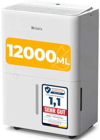 Woleix 12000ML Luftentfeuchter elektrisch, Raumentfeuchter elektrisch, Luftentfeuchter schlafzimmer, Dehumidifiers for Home 35dB für 122m³/25m², mit Filter und Ablaufschlauch, 4 Modi, 10 J. Gar.