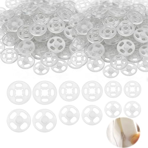 150 pares de botones de presión de plástico, botones de presión para coser, botones de presión transparentes, botones de cierre, invisibles, redondos, invisibles, accesorios de costura de plástico