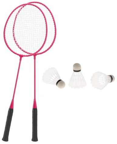 ICDKOYK Racchette da Badminton Resistenti e Leggere per Il Tempo Libero, realizzate in Lega, Impugnatura della Racchetta, Palline da Gioco Professionali, Rosa, 67 cm