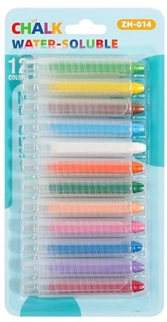Dustless Chalk for Kids,12-Color Smooth Writing Washable Crayons - School Chalk with Protective Holders - for Whiteboard Sidewalk Drawing Writing Christmas Birthday Boys Girls