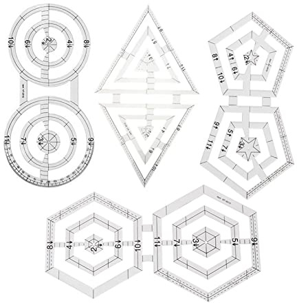 KFGISD, 5 st/set Sylinjal Tjock Transparent gör-det-själv-cirkulär mall Multifunktionsmått for måttstock Patchwork linjalset,Linjaler