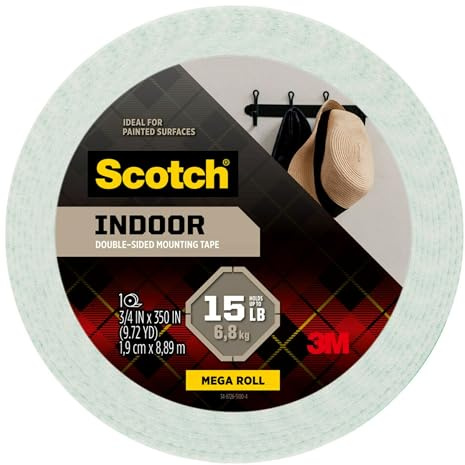Scotch Indoor Mounting Tape, 0.75-inch x 350-inches, White, 1-Roll (110-Long)