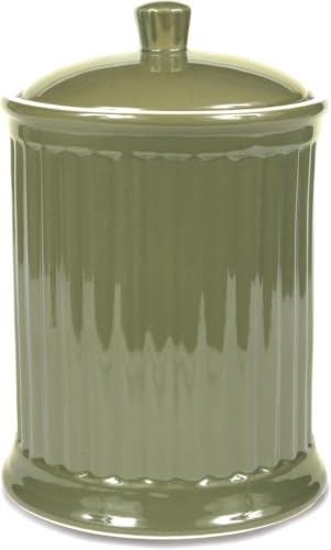 Omniware Simsbury XL Canister, 120oz Stoneware Cookie Jar with Lid, Large Kitchen Storage Container, Airtight Farmhouse Canister for Flour, Sugar, Coffee, or Snacks (Olive)