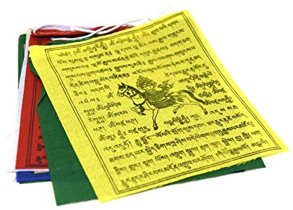 Dancing Buda budista oración banderas – Pack de 50 interior al aire libre banderas 10 cuerdas de banderas de oración Elemental. Tierra – aire – fuego agua cielo
