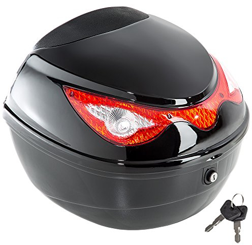 tectake® Motorradkoffer, Gepäckträger, Topcase abschließbar für Helm Motorrad, Mofa Helm, Moped Helm, passend für Roller, Moped, e Roller, Quad, Transport Box mit Schloss, Heckbox - 22 Liter Volumen