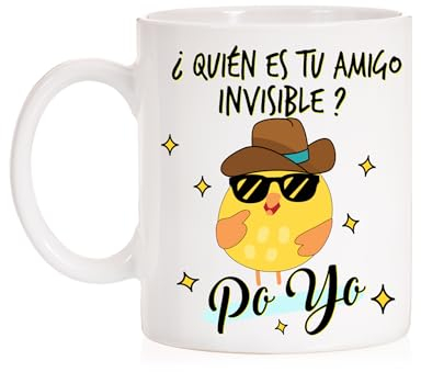 MardeTé Taza ¿ quien es tu amigo invisible? Po Yo. Taza de regalo divertida para felicitar los amigos invisibles