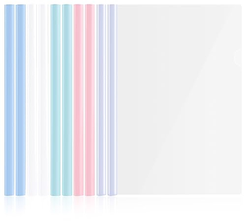 10 Pcs Clear Covers Report avec U-Type Sliding Bar, fournitures scolaires de bureau Transparent Resume Presentation File Dossiers Organizer Binder pour format A4 papier