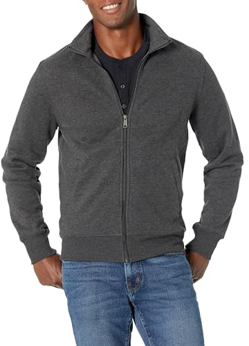 Amazon Essentials Sudadera de Forro Polar con Cremallera y Cuello Semicisne, Corte Estándar y Peso Medio Hombre, Carbón Mezcla, XS