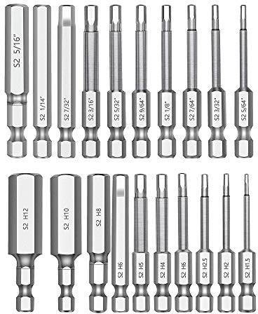 MulWark Magnetic Hex Head Inbusschlüssel Bit Set 20PC (10pc Metric & 10pc SAE), 2.3„ Long 1/4“ Diameter Quick Release Shank Screwdriver Bit Set for Assembling Furniture