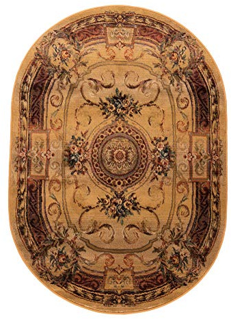 Theko Classic Gabiro Klassischer Orientteppich strapazierfähig und sehr robust in der Farbe Beige-Gold, Maße: 135cm x 68cm, 417783