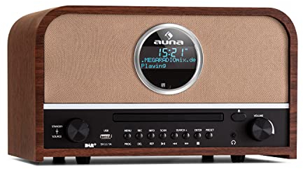Auna Tragbarer DAB-Radio-CD-Player für Zuhause, FM/DAB/DAB+ mit Bluetooth + AUX, Stereoanlage, LCD-Display, Fernbedienung, Digital Radio mit CD, MP3 & Streaming, DAB-Radio Klein, Netzbetrieben