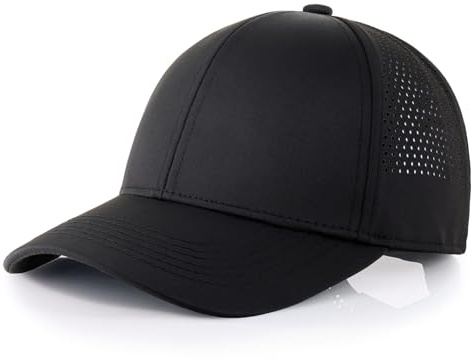 CHOK.LIDS Waterproof Baseball Cap Hyper-TEX Mesh Running Cap Breathable Quick Dry Outdoor Sport Fitted Hats for Men and Women (Black)