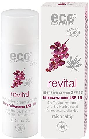 ECO revital Intensivcreme LSF 15 50 ml mit Bio Traubenkernextrakt, Hyaluron und Bio Hanfsamenöl - Cosmos Organic