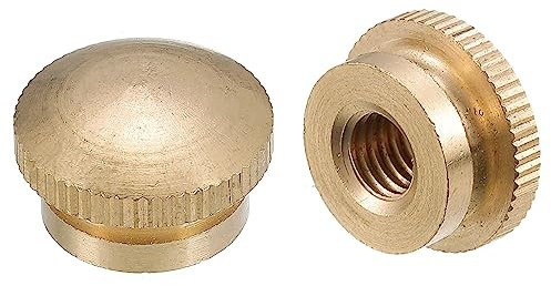 QUARKZMAN Moleteadas Pulgar Tuercas, 2uds M8 x D20mm x H12mm Latón Moleteada Tuerca con Cuello Alto Cabeza Ciego Agujero Estriado Tornillo Tuercas para 3D Impresora Piezas