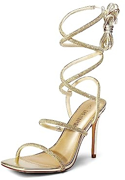 DREAM PAIRS Gold High Heels Stilletos for Women Strappy Gladiator Sexy Square Toe Open Toe Dressy Pumps Sandals Size 11 SDHS2239W