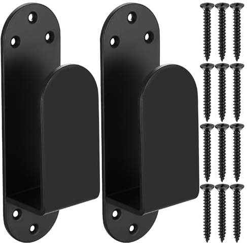 Qeapug 2x4 Door Barricade Brackets, 2 Pcs Drop Bar Security Door Brackets, Door Barricade Clamps, Metal U Brackets for 2x4 Lumber, Drop Open Bar Holder for Home Door Security (Circular)