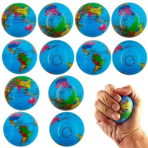 Palline Antistress 12 pezzi, Stress Ball Globe, Palla Crumple Anti Stress Toy Balls, Giocattoli Antistress, Palloni da Calcio Piccoli, Palline Antistress per Bambini e Adulti