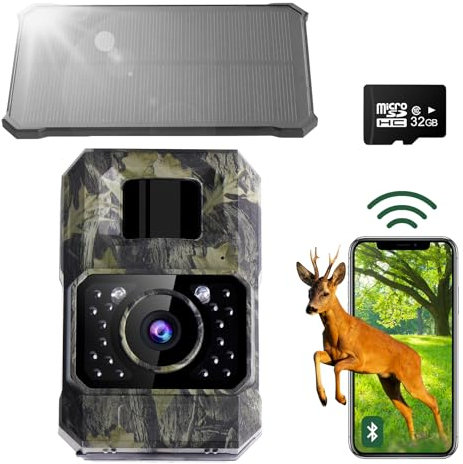 Assark Wildkamera mit Handyübertragungs-App, 48MP 30fps WIAN Solar Wildkamera mit Bewegungsmelder Nachtsicht, Wiederaufladbare 2000mAh Lithium-Batterie, 0,2S Auslöser, IP66 Wasserdicht