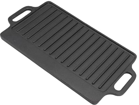 ZPSHYD Pan Cast Iron Grill Griddle 40x20CM,Thickened Rectangular Double Sided Barbecue Plate for Stove Top,Teppanyaki Pan,Outdoor BBQ