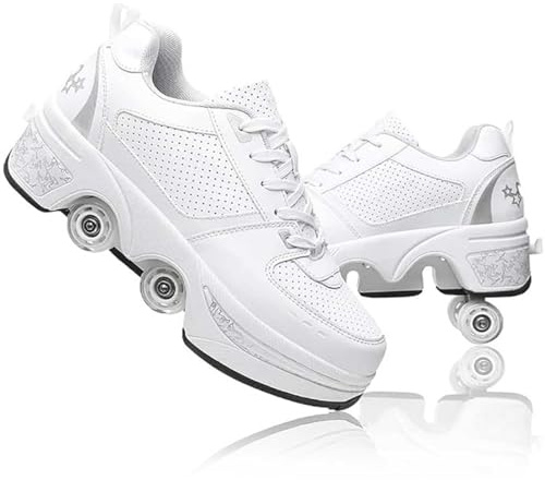 preyrocbirds Chaussure Roller Fille, Patin a Roulette, Chaussures de Skateboard, Multi-usages Basket Roller Retractable, Rollers Quad Roues, Chaussure a roulettes pour Garçons Filles et Adulte