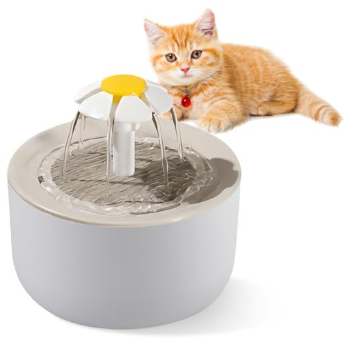 WIYETY 1 L Katzenbrunnen für Katze: Ultraleiser Trinkbrunnen für Katze, Sicherheit Katzen Trinkbrunnen mit Filterschwamm, Zwei Auslaufmodus, Automatische Abschaltung bei Wassermangel, USB-Stecker