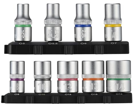 Vessel TD-BS16 Jeu de 9 douilles H5, H5,5, H6, H7, H8, H10, H12, H13H, 0,5 x 1,0 pouces (14 x 25 mm)