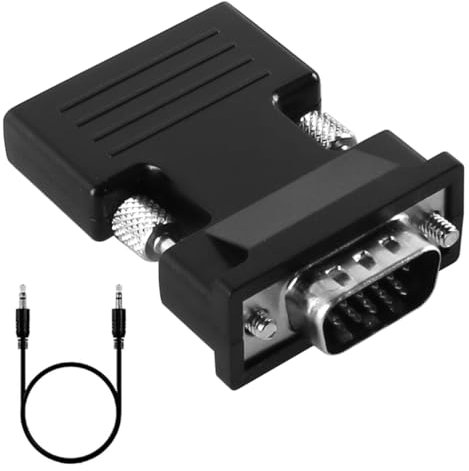 Ieron Adaptador HDMI a VGA Convertidor HDMI Hembra a VGA Macho con Salida de Video Full HD 1080P estéreo para monitores, televisores, computadoras portátiles, PC, proyectores (Negro)