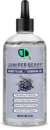 Olio essenziale di bacche di ginepro, pronto all'uso, disintossicante e detergente, sollievo dal dolore e dall'infiammazione, antisettico e purificatore naturale, supporto muscolare e articolare