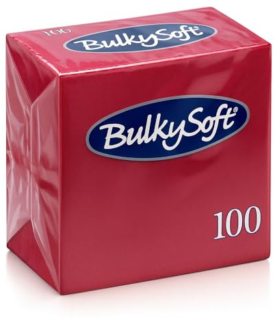 ZINNIAUK 100 x Dark Red Bulkysoft Paper Napkins - 40x40cm | Soft, Thick & Premium Quality Disposable Tableware Napkins Party Tissue Serviettes