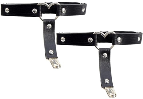 Dinghaole Lot De 2 Sangles De Cuisse Réglables En Cuir Pour Femme Avec Clip - Accessoire De Mode Adapté À La Taille De La Cuisse Et Aux Robes Gothiques Punk