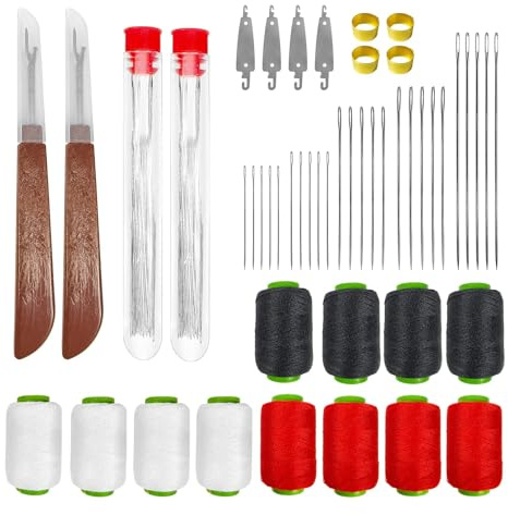 Redamancy Juego de Costura de 74 Piezas, Agujas de Coser a Mano con 50 Agujas de Ojo Grande, 12 Carretes de Hilo, 4 Enhebradores, 4 Dedales, 2 Descosedores, para Manualidades y Reparaciones
