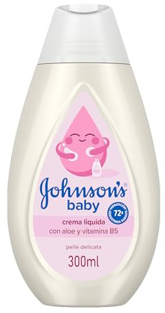 Johnson's Baby Crema Liquida 300 ml, Crema corpo neonato e bambino idratante 72h, Baby lotion con Olio di Cocco, Aloe e Vitamina B5, Per pelle delicata, Dermatologicamente testata