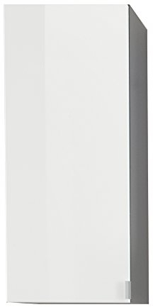 trendteam smart living - Beach - Hängeschrank - Grau/Weiß Hochglanz - Schrank für das Badezimmer hängend - (BxHxT) 35 x 83 x 31 cm - Tür innen verspielt - kratzfest