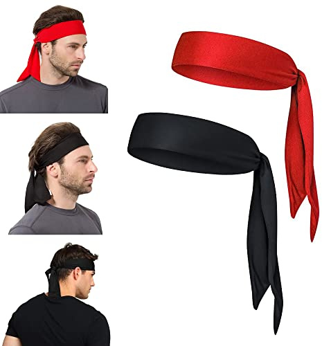 Yizhet 2 Stück Sport Stirnband Herren Stirnband Tennis Headband Laufen Stirnband Schweißband, Feuchtigkeit Wicking Haarband für Yoga, Tennis, Laufen, Basketball, Stirnbänder für Damen und Herren