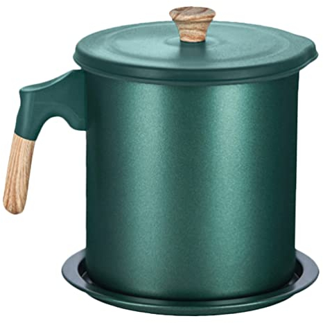 DOITOOL Sossentrenner ?ltopf Fettabscheider Fettkanne Edelstahl ?lsieb Topf Fetttrennkanne ?lvorrat Dose Fettabscheider Kanne Suppe So?e Sieb Schüssel mit Griff Deckel ?lbeh?lter 1400ml