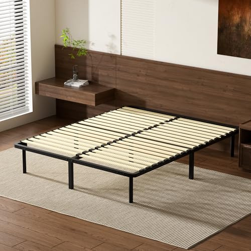Stanew - Sommier 160x200 cm | Résistant et Confortable | 9 Pieds Inclus | 18 Lattes | Cadre métal laqué époxy | Sommier 1 ou 2 Personnes | Lattes réglables| Montage Rapide et Facile