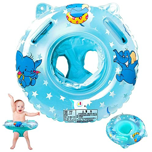 Baby Swimming Float, Inflatable Baby Swimming Ring with Seat Baby Float Ring for 3-36 Months Toddlers Kids Children(Blue elephant)