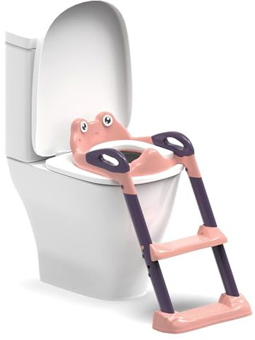 ZENO Potty Toilet Seat | Potty Training Seat | Adjustable Baby Child Toddler Kid Toilet Trainer with Step Stool Ladder for Boy and Girl (Pink & Purple)
