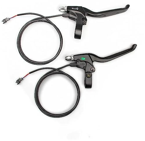 Levigo Leviers de frein électriques en alliage d'aluminium avec câble de prise SM à 2 broches pour vélo de montagne, gauche/droite, poignées de frein antidérapantes, pièces de rechange pour vélo
